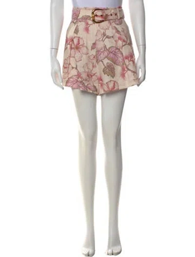 Pre-owned Zimmermann Linen Mini Shorts In Neutral