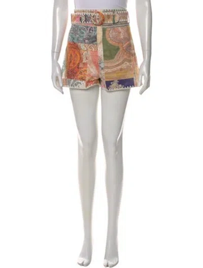 Pre-owned Zimmermann Linen Mini Shorts In Neutral