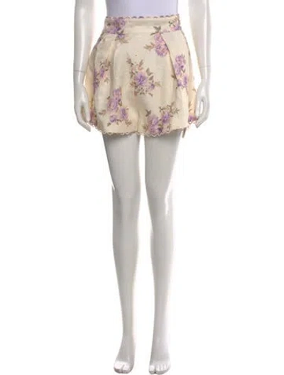 Pre-owned Zimmermann Linen Mini Shorts In Neutral