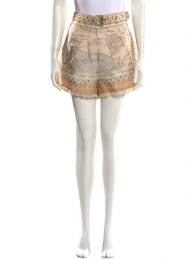 Pre-owned Zimmermann Linen Mini Shorts In Neutral