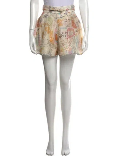 Pre-owned Zimmermann Linen Mini Shorts In Neutral