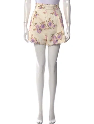 Pre-owned Zimmermann Linen Mini Shorts In Neutral
