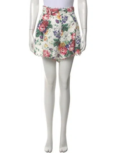 Pre-owned Zimmermann Linen Mini Shorts In Neutral