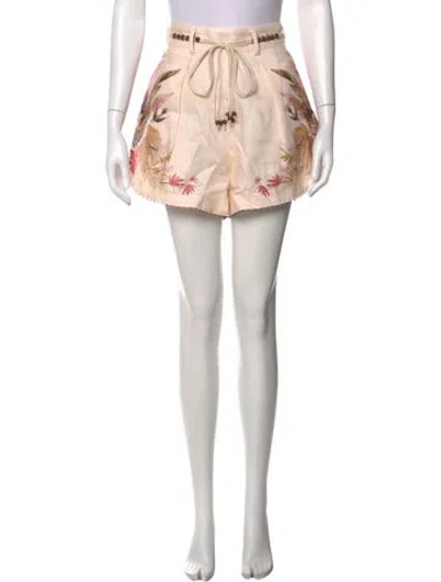 Pre-owned Zimmermann Linen Mini Shorts In Neutral