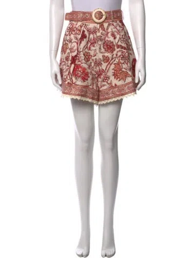 Pre-owned Zimmermann Linen Mini Shorts In Neutral