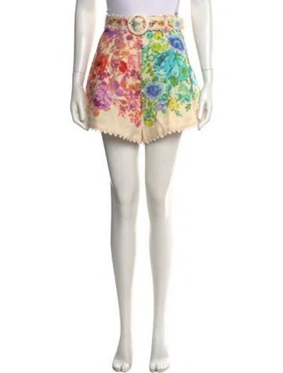 Pre-owned Zimmermann Linen Mini Shorts In Neutral