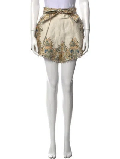 Pre-owned Zimmermann Linen Mini Shorts In Neutral