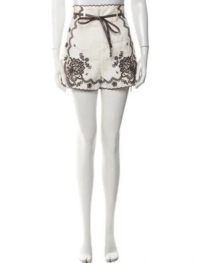 Pre-owned Zimmermann Linen Mini Shorts In Neutral