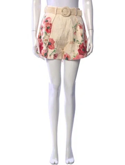 Pre-owned Zimmermann Linen Mini Shorts In Neutral
