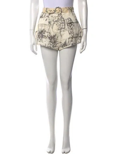Pre-owned Zimmermann Linen Mini Shorts In Neutral