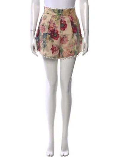 Pre-owned Zimmermann Linen Mini Shorts In Neutral