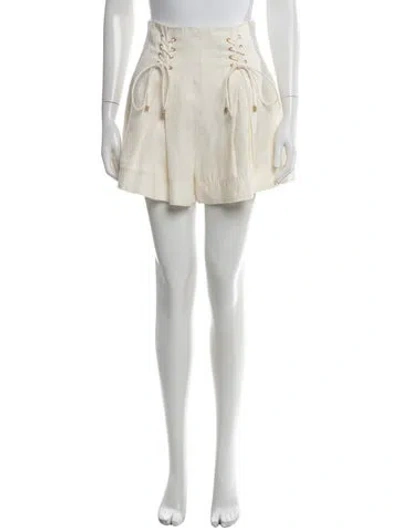 Pre-owned Zimmermann Linen Mini Shorts In Neutral