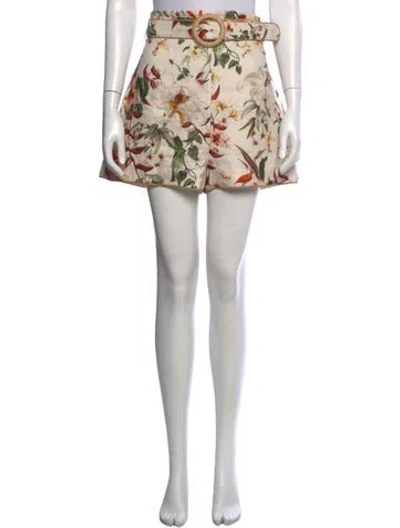 Pre-owned Zimmermann Linen Mini Shorts In Neutrals
