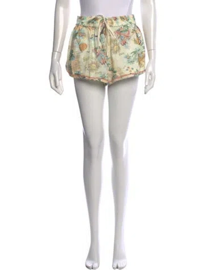 Pre-owned Zimmermann Linen Mini Shorts In Neutrals