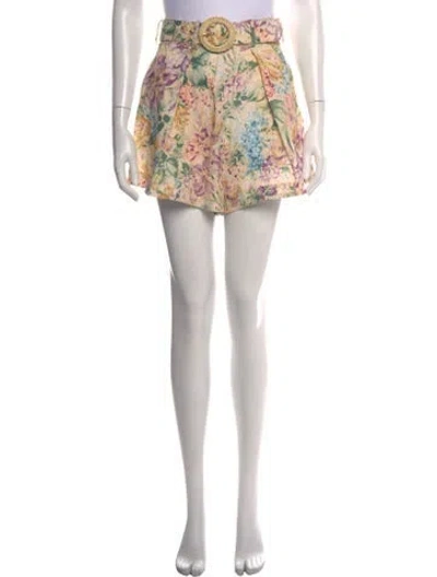 Pre-owned Zimmermann Linen Mini Shorts In Neutrals
