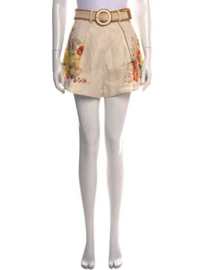 Pre-owned Zimmermann Linen Mini Shorts In Neutrals