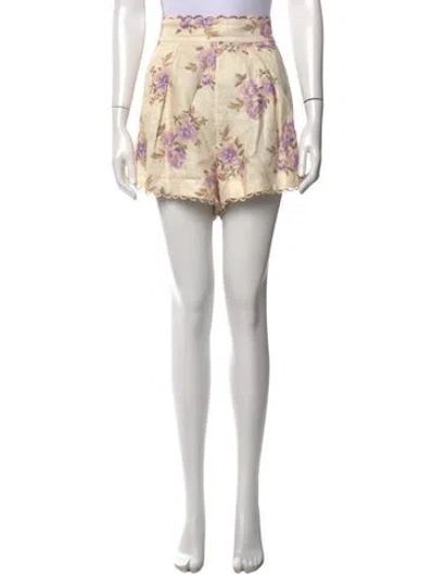 Pre-owned Zimmermann Linen Mini Shorts In Neutrals