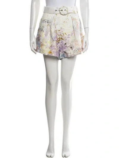 Pre-owned Zimmermann Linen Mini Shorts In Neutrals