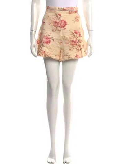 Pre-owned Zimmermann Linen Mini Shorts In Neutrals