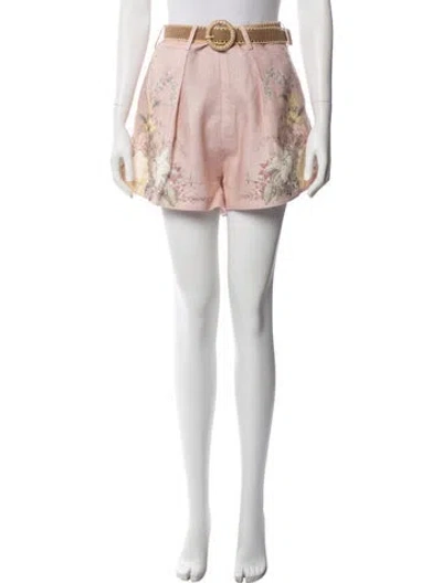 Pre-owned Zimmermann Linen Mini Shorts In Neutrals