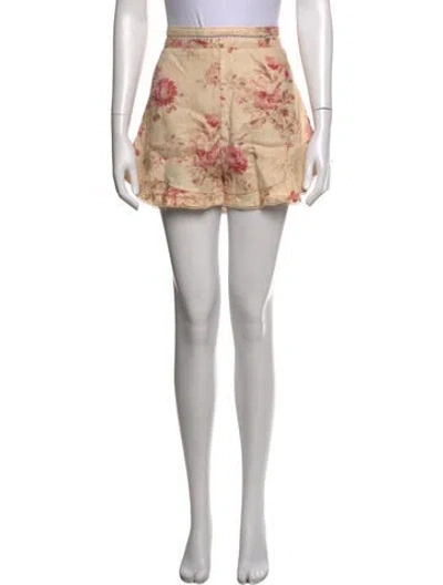 Pre-owned Zimmermann Linen Mini Shorts In Neutrals