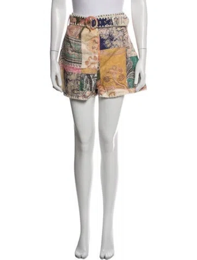 Pre-owned Zimmermann Linen Mini Shorts In Neutrals