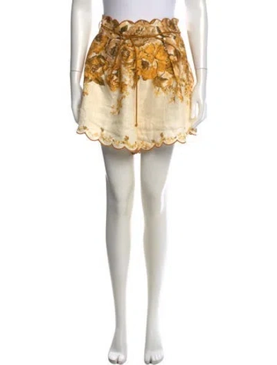 Pre-owned Zimmermann Linen Mini Shorts In Neutrals