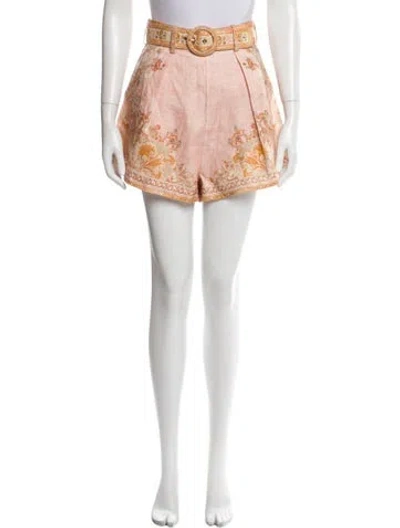 Pre-owned Zimmermann Linen Mini Shorts In Orange