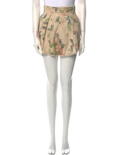 Pre-owned Zimmermann Linen Mini Shorts In Orange