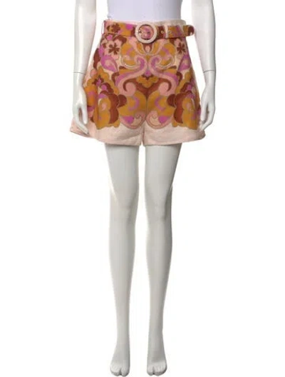 Pre-owned Zimmermann Linen Mini Shorts In Orange