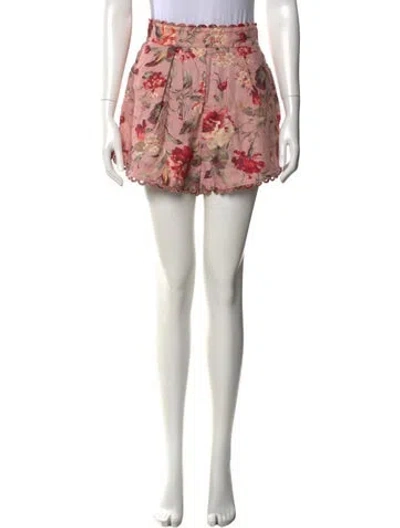 Pre-owned Zimmermann Linen Mini Shorts In Pink