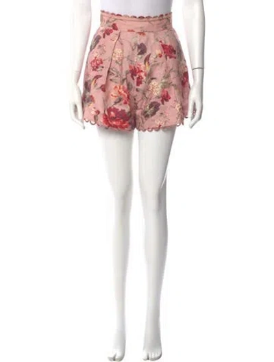 Pre-owned Zimmermann Linen Mini Shorts In Pink