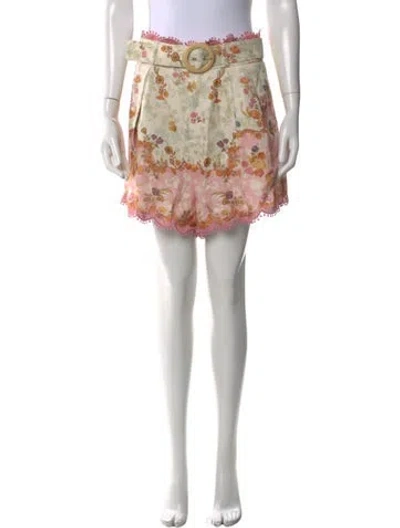 Pre-owned Zimmermann Linen Mini Shorts In Pink