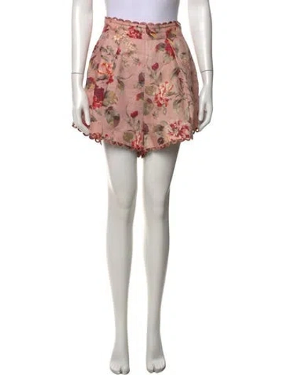 Pre-owned Zimmermann Linen Mini Shorts In Pink