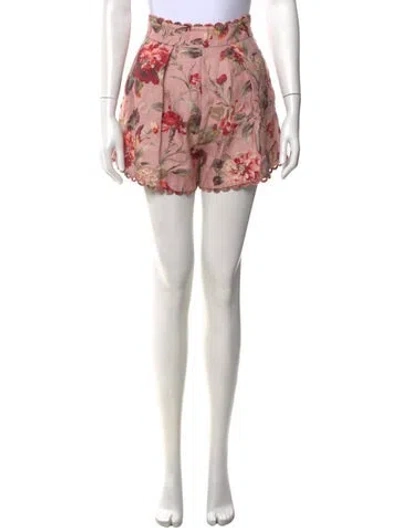 Pre-owned Zimmermann Linen Mini Shorts In Pink