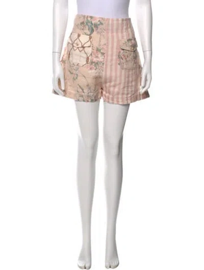 Pre-owned Zimmermann Linen Mini Shorts In Pink