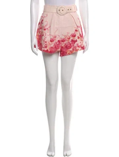 Pre-owned Zimmermann Linen Mini Shorts In Pink