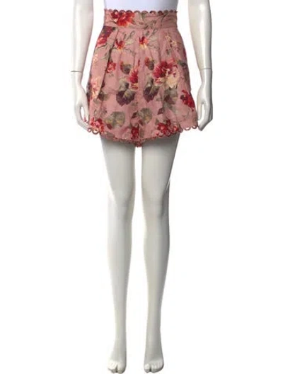 Pre-owned Zimmermann Linen Mini Shorts In Pink