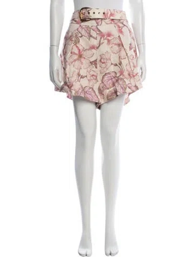 Pre-owned Zimmermann Linen Mini Shorts In Pink