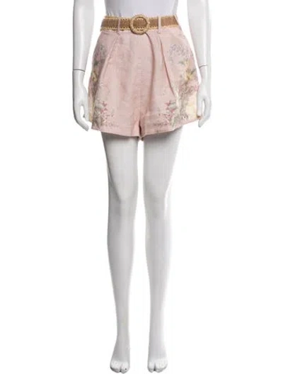 Pre-owned Zimmermann Linen Mini Shorts In Pink