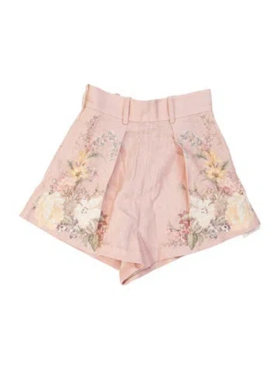 Pre-owned Zimmermann Linen Mini Shorts In Pink