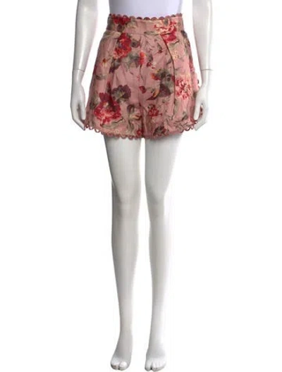 Pre-owned Zimmermann Linen Mini Shorts In Pink