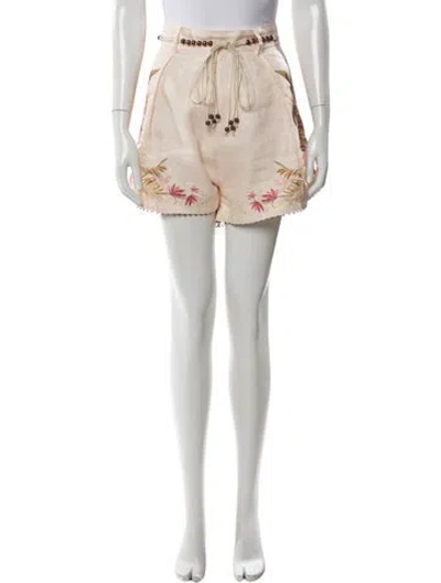 Pre-owned Zimmermann Linen Mini Shorts In Purple