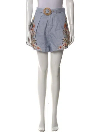 Pre-owned Zimmermann Linen Mini Shorts In Purple