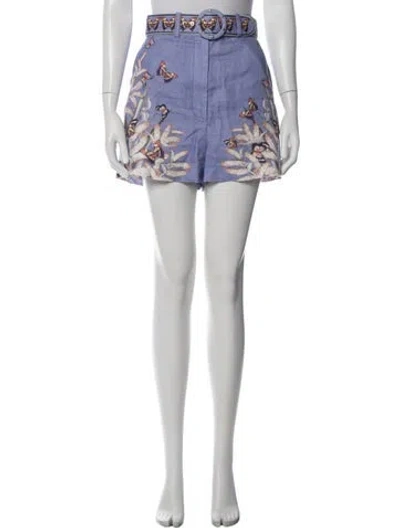 Pre-owned Zimmermann Linen Mini Shorts In Purple