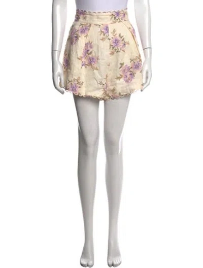 Pre-owned Zimmermann Linen Mini Shorts In Purple
