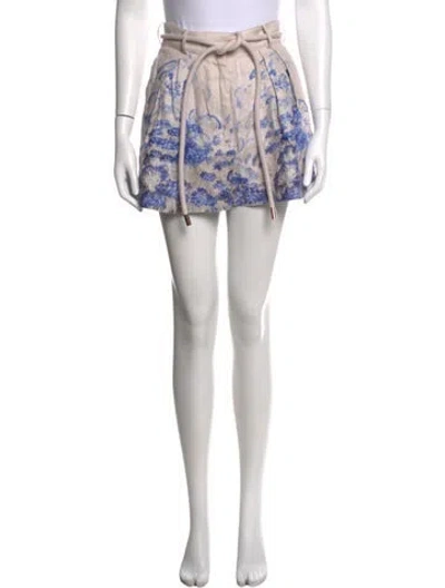 Pre-owned Zimmermann Linen Mini Shorts In Purple