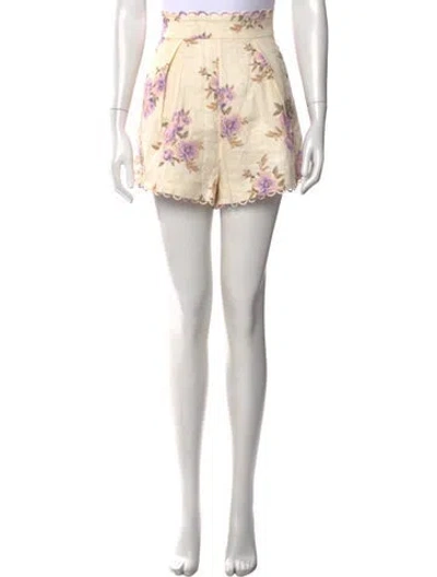 Pre-owned Zimmermann Linen Mini Shorts In Purple
