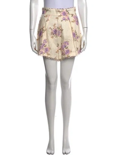 Pre-owned Zimmermann Linen Mini Shorts In Purple