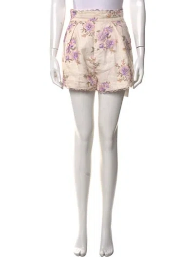 Pre-owned Zimmermann Linen Mini Shorts In Purple